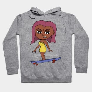 Girl in yellow dress skateboarding Hoodie